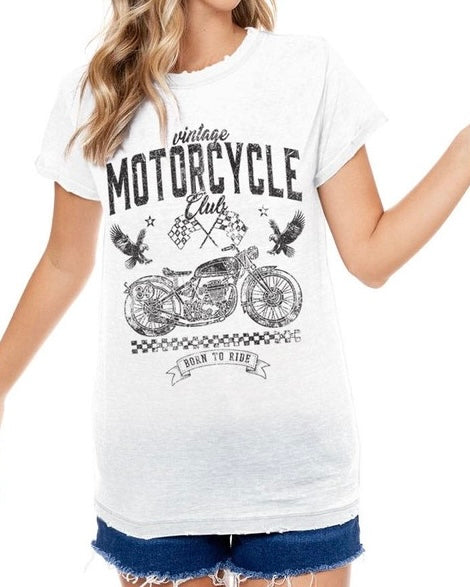 Motorcycle Club Burnout T-Shirt - White
