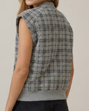 Plaid Quilted Vest - Grey
