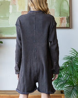 Loose Waffle Romper - Midnight