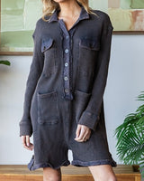 Loose Waffle Romper - Midnight