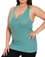 Ribbed Henley Racerback Tank *10//COLORS*