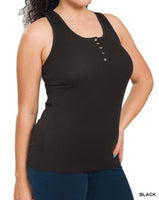 Ribbed Henley Racerback Tank *10//COLORS*