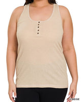 Ribbed Henley Racerback Tank *10//COLORS*