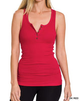 Ribbed Henley Racerback Tank *10//COLORS*