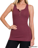 Ribbed Henley Racerback Tank *10//COLORS*