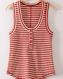 Striped Henley Tank Top - *4//Colors*