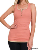 Ribbed Henley Racerback Tank *10//COLORS*