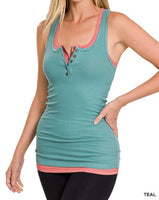 Ribbed Henley Racerback Tank *10//COLORS*