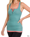 Ribbed Henley Racerback Tank *10//COLORS*