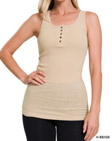 Ribbed Henley Racerback Tank *10//COLORS*