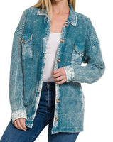 Mineral Washed Waffle Shacket *4//COLORS*