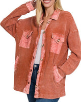 Mineral Washed Waffle Shacket *4//COLORS*