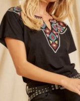 Savanna Embroidered Top - Black