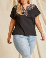 Savanna Embroidered Top - Black