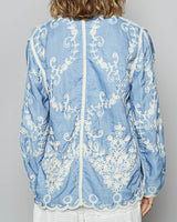 Embroidered Chambray Long Sleeve
