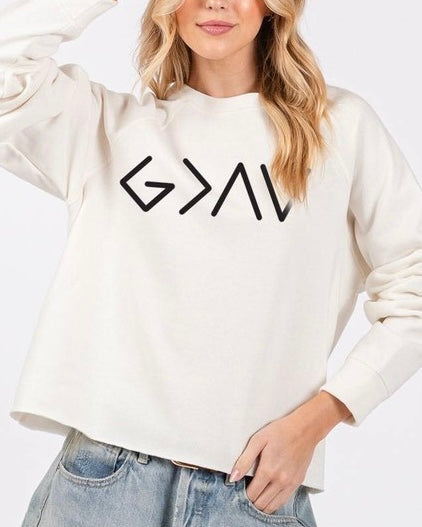 God Is Greater Than Sweatshirt - Bone