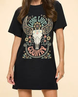 Paisley Cow Skull Tunic - Black