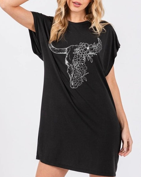 Floral Longhorn Graphic Tunic