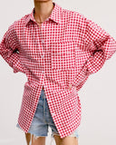 Oversized Gingham Button Down Top *4//COLORS*