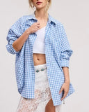 Oversized Gingham Button Down Top *4//COLORS*