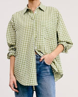 Oversized Gingham Button Down Top *4//COLORS*