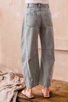 Washed Denim Stripe Barrel Jeans