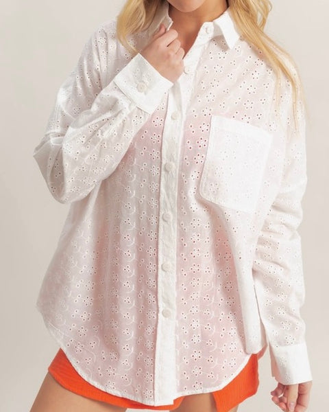 Eyelet Long Sleeve Top