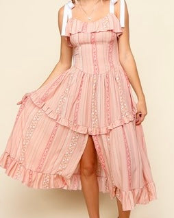 Shoulder Tie Floral Dress