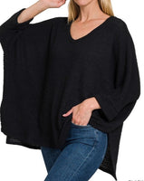 3/4 Sleeve Oversized Texture Top - *3//COLORS*