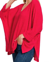 3/4 Sleeve Oversized Texture Top - *3//COLORS*