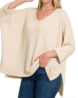 3/4 Sleeve Oversized Texture Top - *3//COLORS*