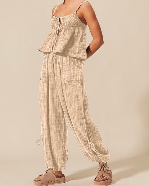 Mineral Wash Gauze Top - Oatmeal