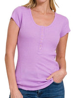 Waffle Snap Henley TOP *7//COLORS*