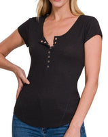 Waffle Snap Henley TOP *7//COLORS*