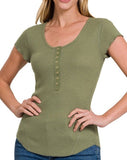 Waffle Snap Henley TOP *7//COLORS*