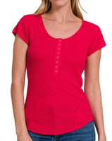 Waffle Snap Henley TOP *7//COLORS*