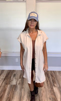 Button Denim Dress - Oatmeal