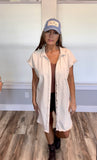 Button Denim Dress - Oatmeal