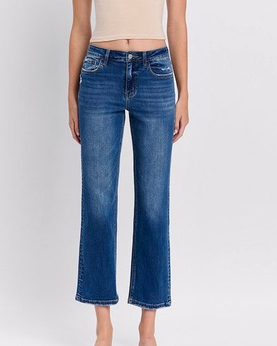 High Rise Straight Ankle Jean - Charming