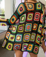 Granny Square Cardigan in Black Multi