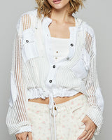 Elbow Patch Open Knit Shacket