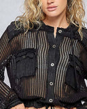 Elbow Patch Open Knit Shacket