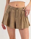 Washed Pleated Shorts
