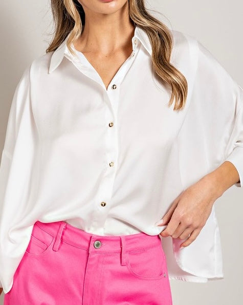 Crop Satin Blouse *2//COLORS*