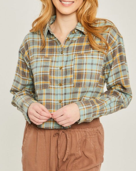 Mint Crop Plaid Flannel