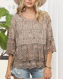 3/4 Sleeve Lace Blouse