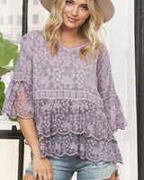 3/4 Sleeve Lace Blouse