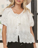 Embroidery Detail Short Sleeve Top