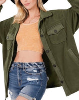 Oversized Fleece Shacket OLIVE