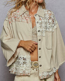 3/4 Sleeve Denim & Lace Jacket - 2 Colors